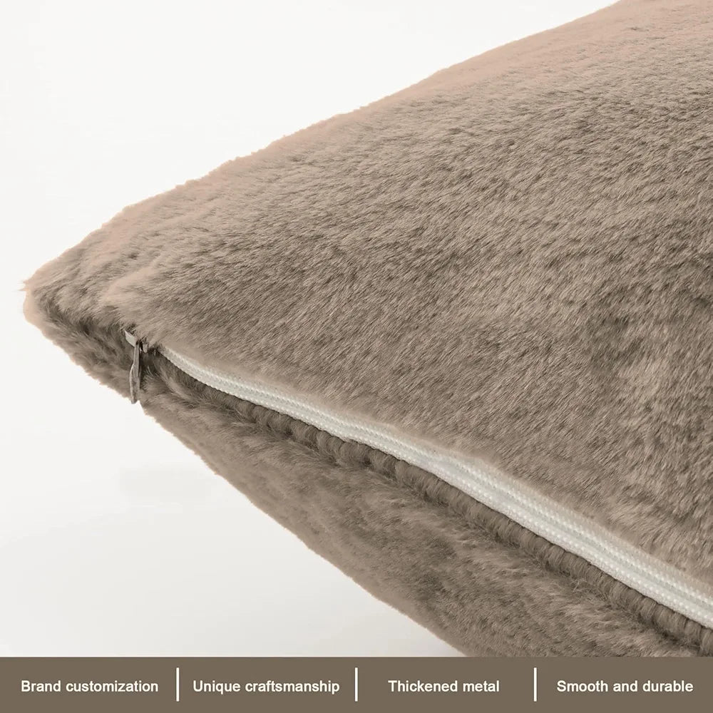 Luxe Home Cushion Cover 16 inch x 16 inch Duble Side Rabbit Fur Plain Design Covers Set of 2 for Sofa, Bedroom, livingroom